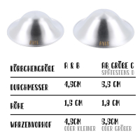 HYPF Silberhütchen / Stillhütchen 999 Silber (Trilaminat)  4.5 x 1.5cm